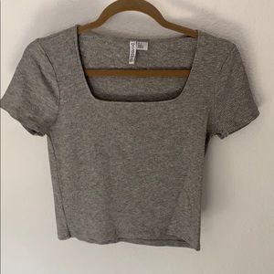 Grey square neck top